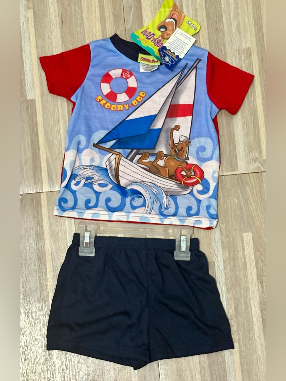 NWT Y2K Kids Size 12M Sailing Scooby Doo Shirt and Shorts Pajama Set